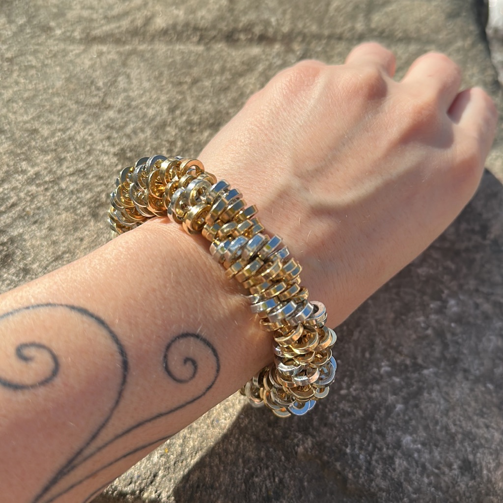 Metal Rings Crocheted Bracelet